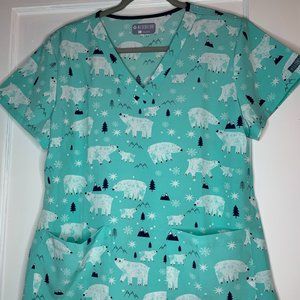 Med Couture Polar Flair V-Neck Print Scrub Top